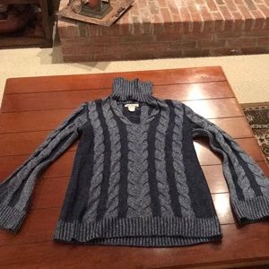 Blue open chest turtle neck sweater